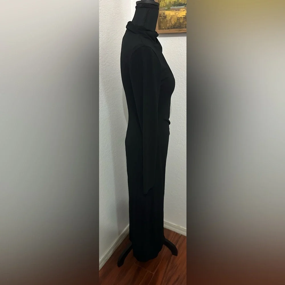Vince Ruched Long-Sleeve Turtleneck Dress in Black - Size XS - Picture 4 of 8